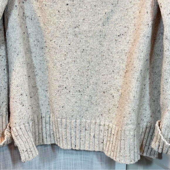 J. Jill Long Sleeve Mock Neck Textured Marled Oatmeal Sweater Size L Cotton Wool - Picture 8 of 13